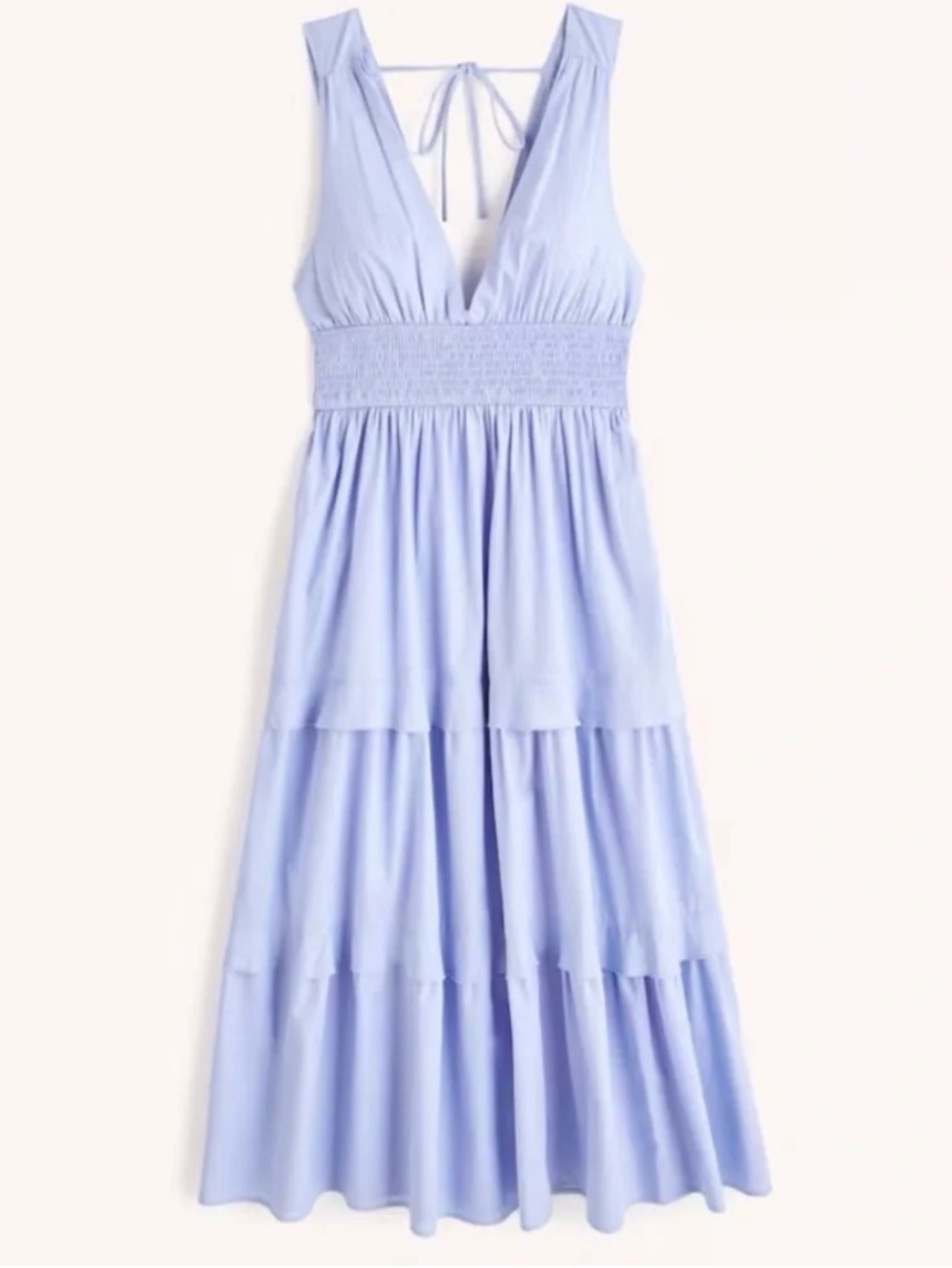 Abercrombie & Fitch Light Blue Smocked Waist Tiered Maxi Dress XXSP